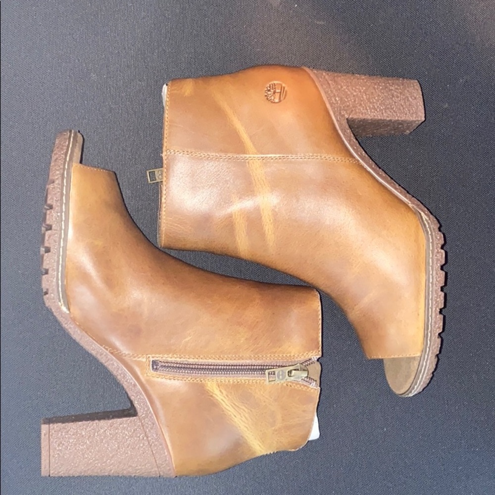 Timberland Beige Tillston Peep Toe Ankle Boots